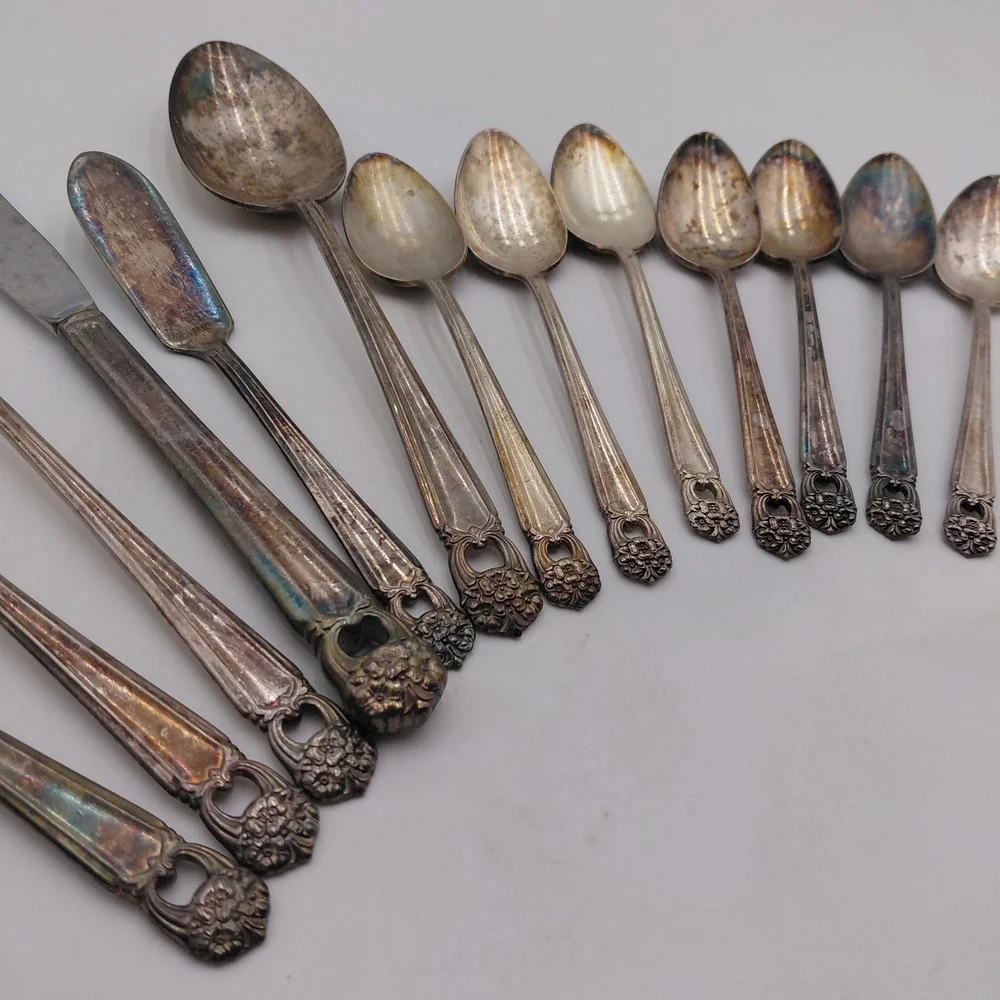 1847 Rogers Bros Eternally Yours Silverplate Flatware Lot 13 Pcs Floral Cut Out